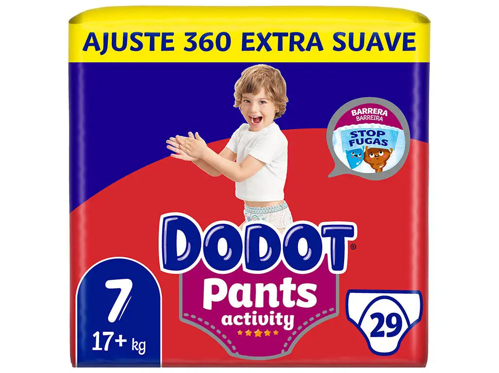 Embalagem de fraldas-cueca Dodot Pants Activity T7, 17+ kg, com 29 unidades