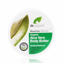 Manteiga Corporal Aloé Vera Bio Dr. Organic 200 ml em boião redondo branco com tampa branca e rótulo verde.