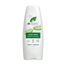 Bisnaga branca de loção corporal com aloé vera bio, com tampa branca e rótulo verde, apresentação de 200 ml.