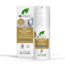 Creme Facial Black Pearl Colagénio Dr. Organic Pro Collagen Plus+ de 50 ml, com embalagem branca e frasco doseador branco.