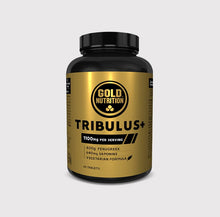 Frasco de Tribulus+ Gold Nutrition – suplemento com Tribulus terrestris, Feno-Grego e saponinas, para apoiar a vitalidade, o equilíbrio hormonal e a libido em homens e mulheres.