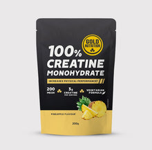 Creatine Monohydrate GoldNutrition 200 g sabor ananás – creatina monoidrato pura em pó solúvel, suplemento para potência, recuperação e energia muscular.