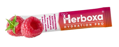 Herboxa Hydration Pro sabor framboesa bebida de eletrólitos com 10 vitaminas e minerais
