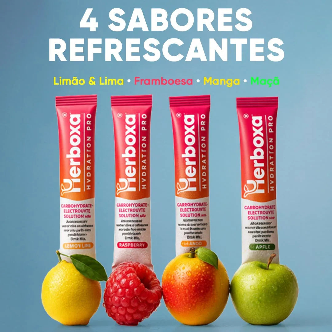 Herboxa Hydration Pro 4 sabores refrescantes limão e lima framboesa manga e maçã