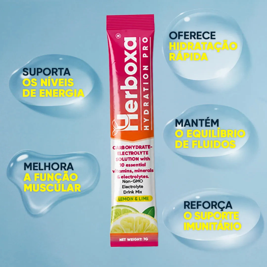 Herboxa Hydration Pro bebida de eletrólitos com suporte à energia, função muscular e equilíbrio de fluidos
