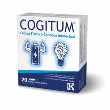 Embalagem de Cogitum com 20 ampolas bebíveis de 10 ml – suplemento alimentar para fadiga física, cansaço intelectual e apoio à função cognitiva.