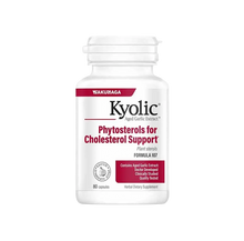 Frasco branco de Fórmula 107 Kyolic com 80 cápsulas, rótulo vermelho e branco com a indicação Phytosterols for Cholesterol Support.