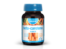 Frasco vidro com tampa e rótulo azul - Beta-caroteno da Naturmil