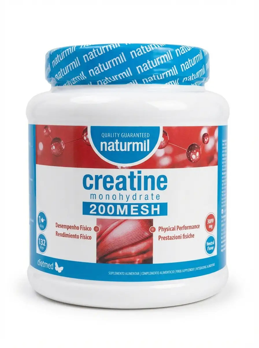 Creatina monohidratada Naturmil em pó 450g suplemento para o desempenho físico
