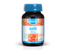 Frasco castanho de Krill 500 mg Naturmil com tampa azul, contendo 30 cápsulas.