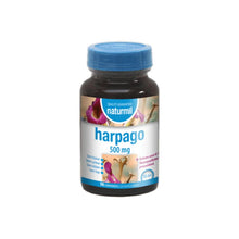 Frasco castanho de Harpago 500 mg Naturmil, com tampa azul e rótulo branco, apresentação de 90 comprimidos.