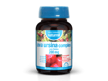 Frasco castanho de Uva Ursina Complex Naturmil com tampa azul, 90 comprimidos.