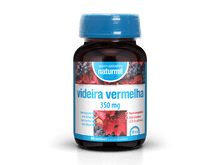 Frasco castanho de Videira Vermelha Naturmil 350 mg, com tampa azul e rótulo azul e branco, contendo 60 comprimidos.