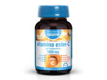 Frasco de Vitamina C Ester 1000 mg Naturmil com 60 comprimidos, embalagem escura com tampa azul e rótulo branco e laranja.