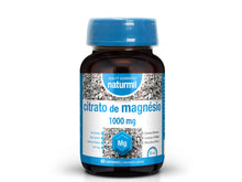 Frasco castanho de Citrato de Magnésio Naturmil com tampa azul e 60 comprimidos.