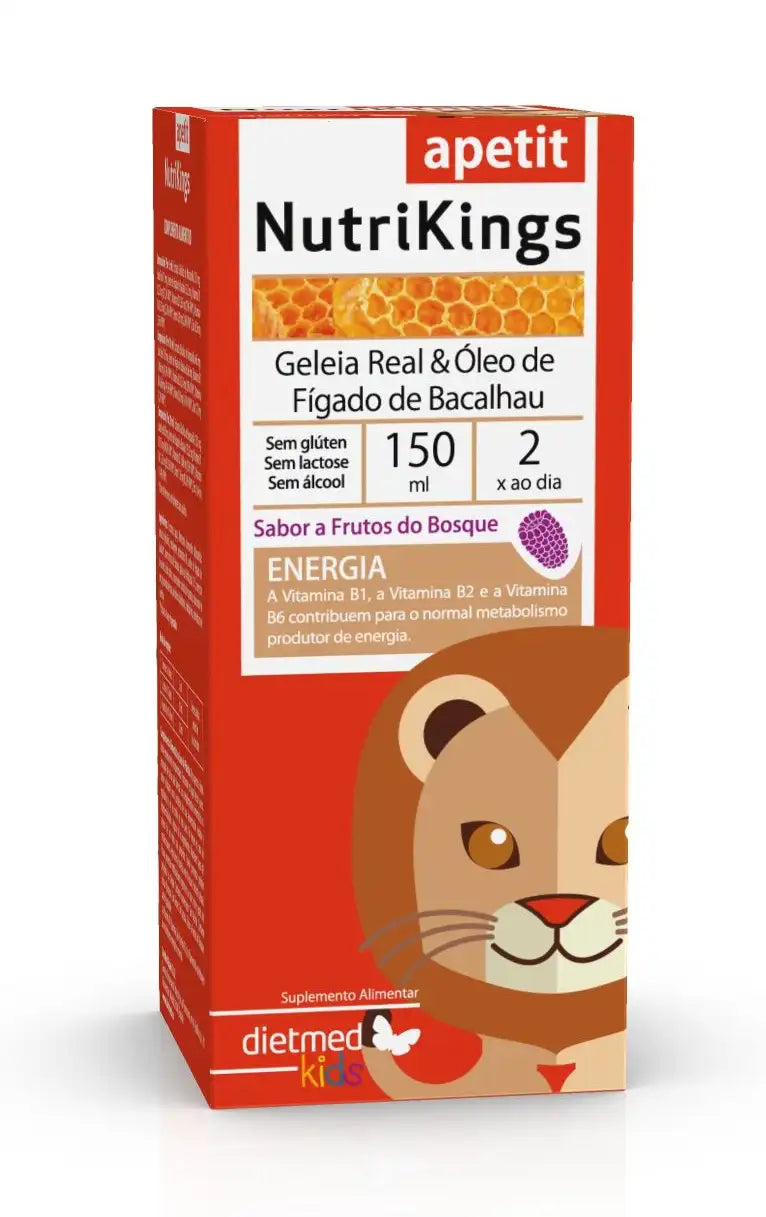 Nutrikings Apetit Dietmed solução oral 150 ml para estimular o apetite infantil com geleia real e vitaminas.