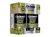 Embalagem Crómio + Forskohlii DUO Novity, com dois frascos de comprimidos e indicação 30+30 comprimidos.
