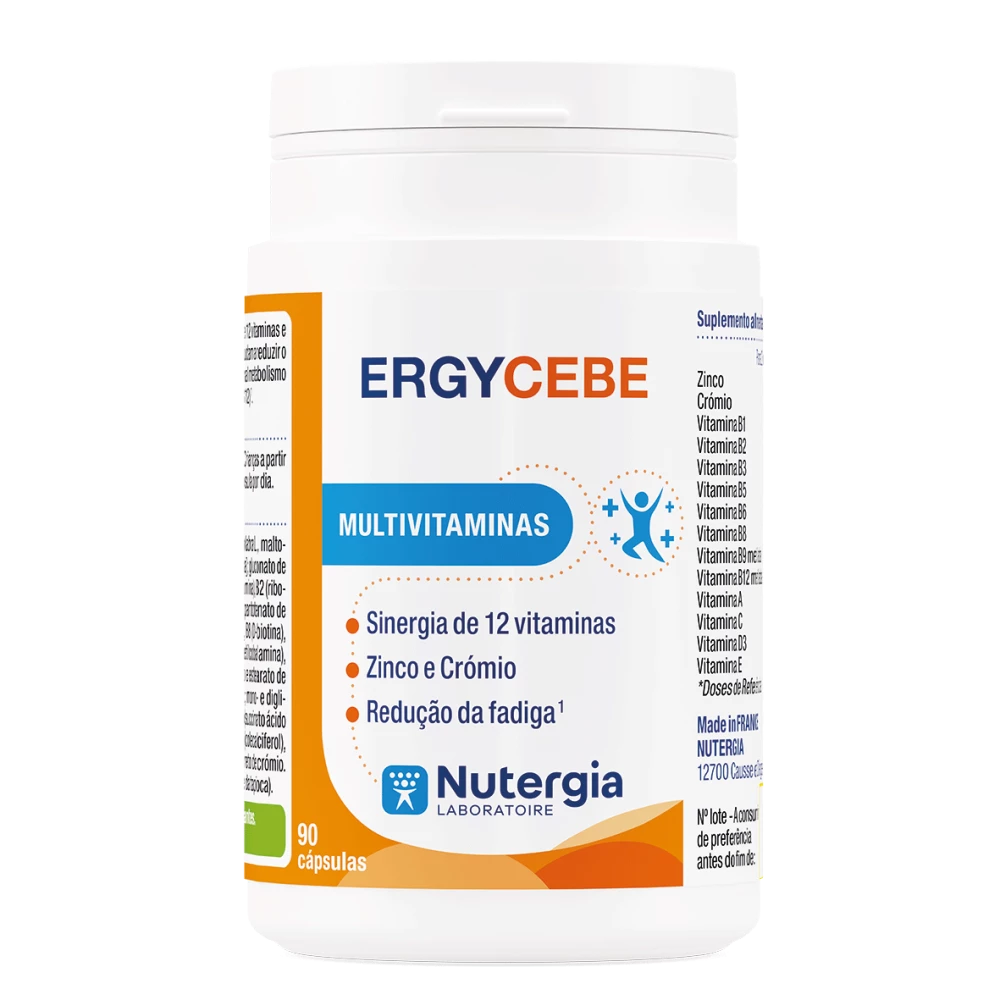 ERGYCEBE Nutergia 90 cápsulas multivitamínico com 12 vitaminas, zinco e crómio para energia e redução da fadiga