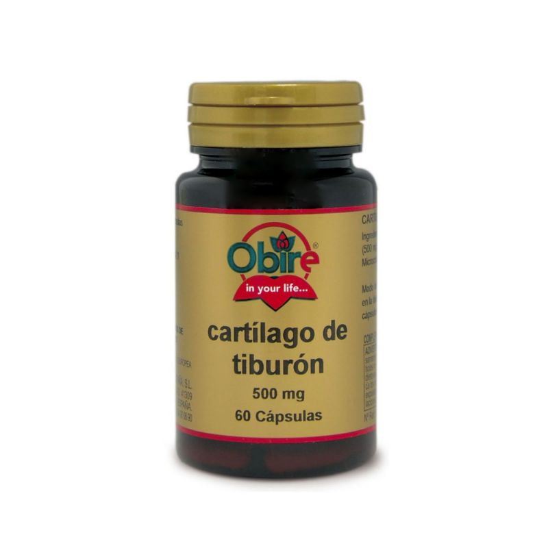 Cartilagem de Tubarão 500 mg Obire 60 cápsulas suplemento alimentar para articulações e mobilidade.