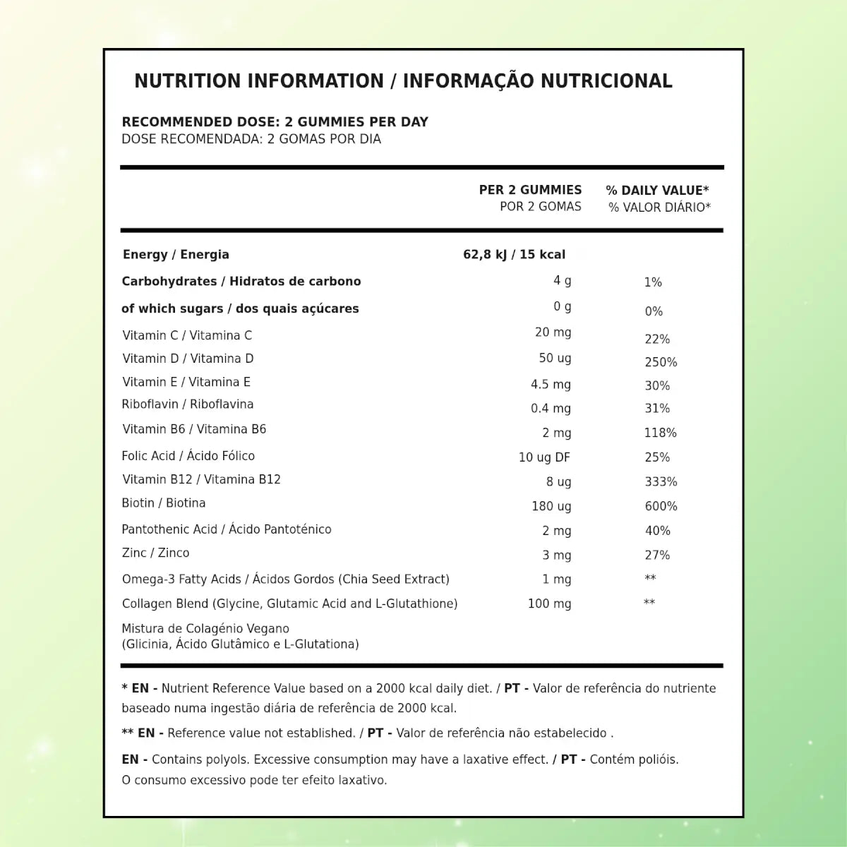 Embalagem flexível verde de Gomas Brain TuttiBear, sabor a lima, com 60 gomas vegan, sem açúcar e sem glúten.