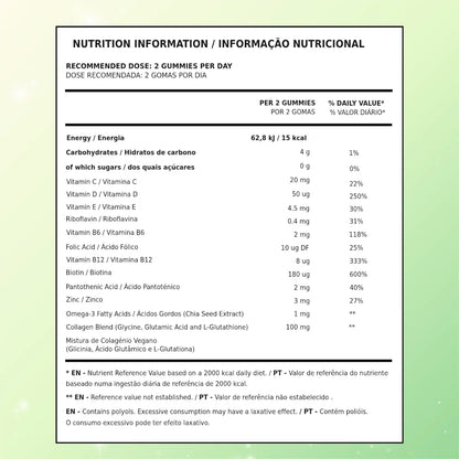 Embalagem flexível verde de Gomas Brain TuttiBear, sabor a lima, com 60 gomas vegan, sem açúcar e sem glúten.
