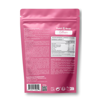 Gomas de Colagénio Tutti Bear, suplemento com colagénio hidrolisado, vitamina C, biotina e selénio, 60 gomas.