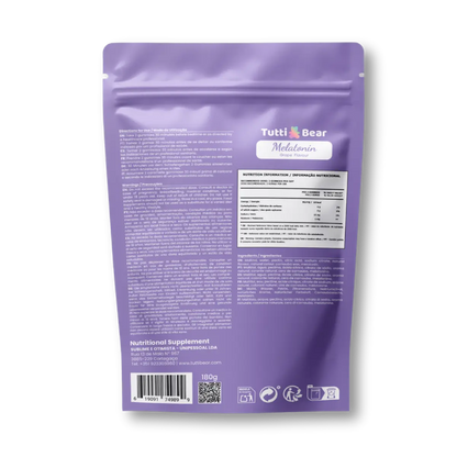 Gomas de Melatonina para Dormir TuttiBear, 60 gomas com sabor a uva