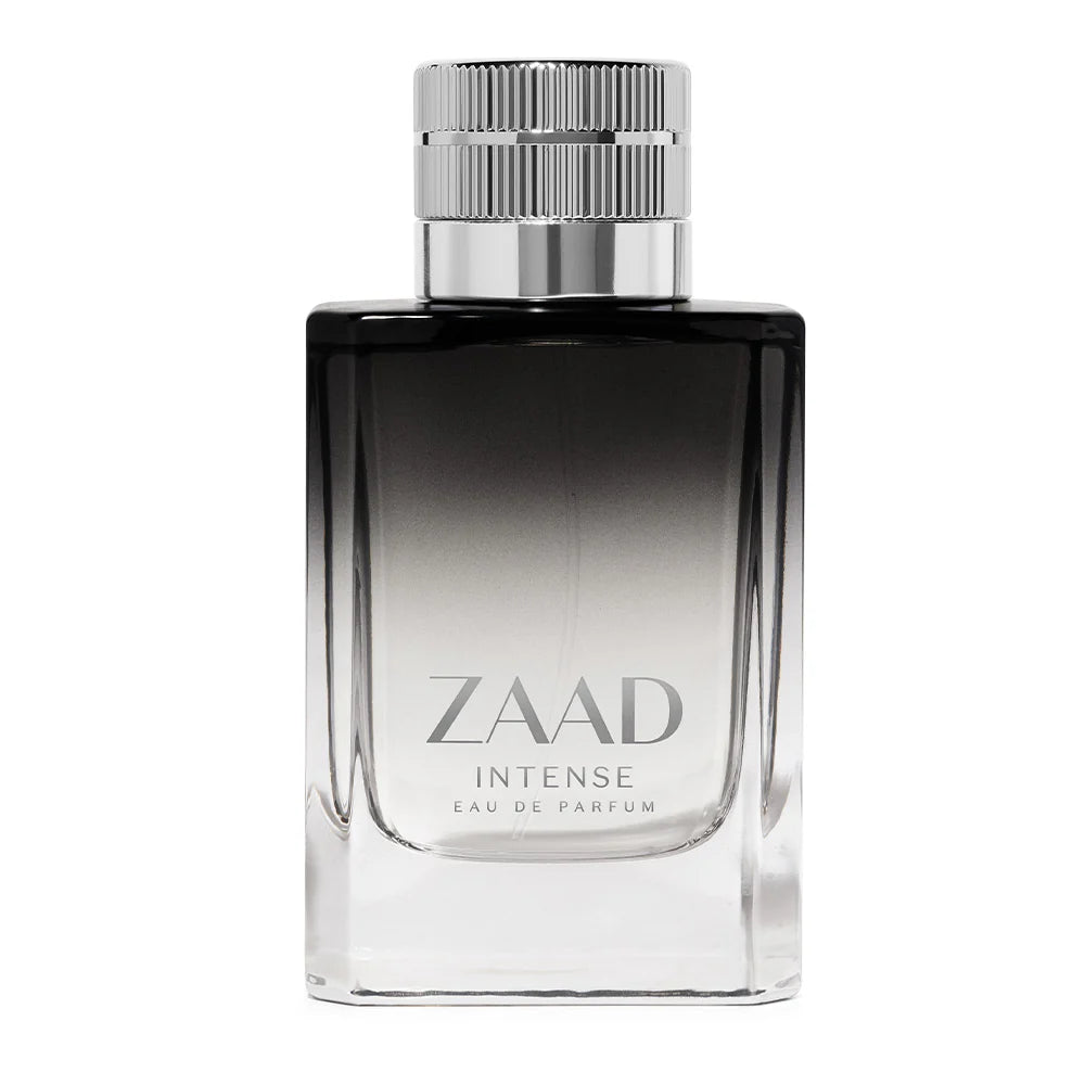 Frasco de Zaad Intense Eau de Parfum perfume masculino amadeirado fresco com design elegante em vidro degradé