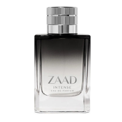 Frasco de Zaad Intense Eau de Parfum perfume masculino amadeirado fresco com design elegante em vidro degradé